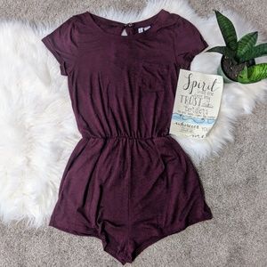 Divided | burgandy heathered romper